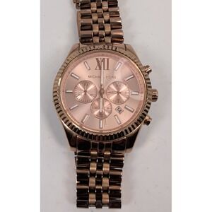 Michael Kors MK-5263 Rose Gold Tone Stainless Chronograph Watch Needs Battery